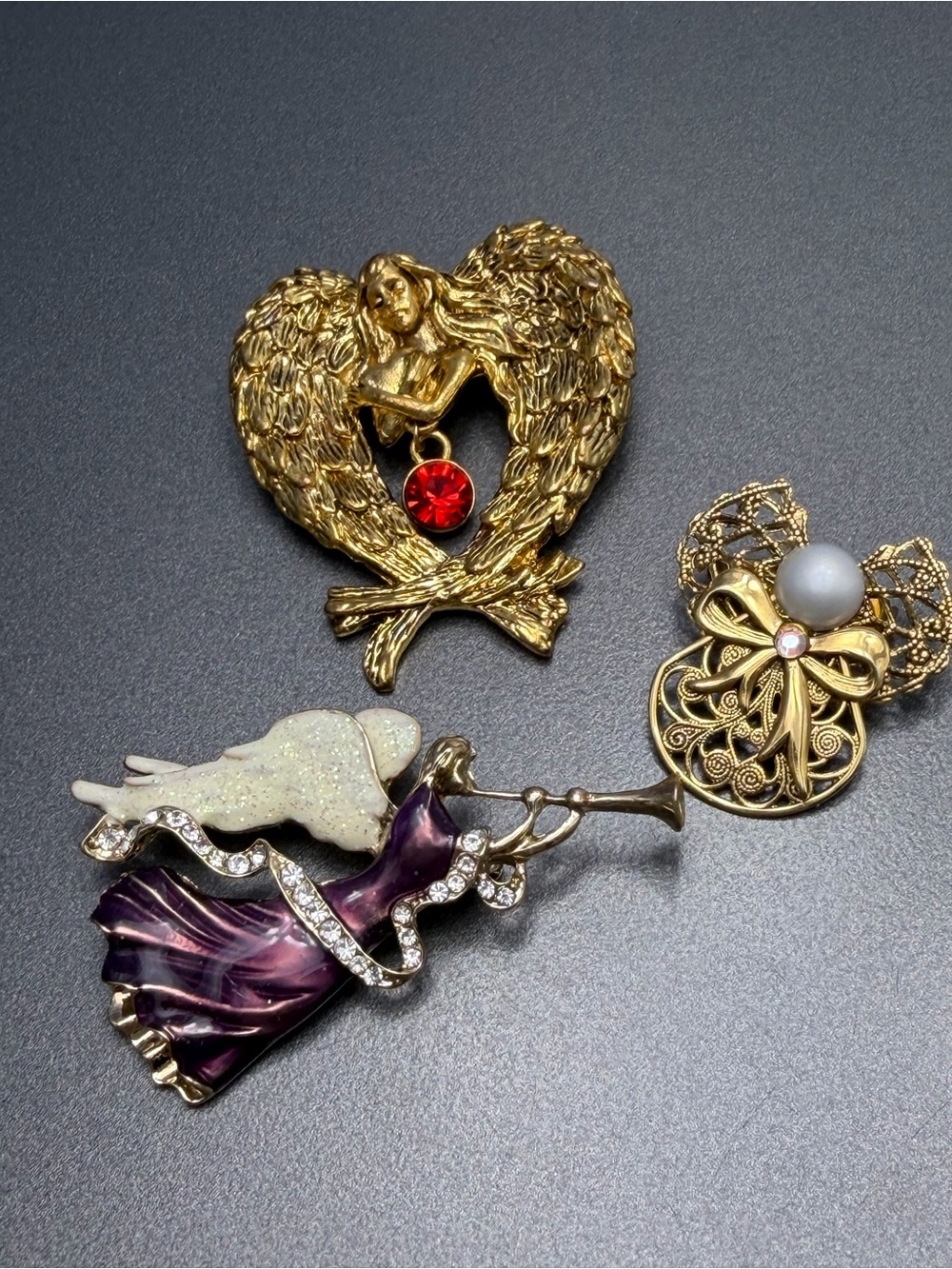 Gold-Tone Angel Brooches #cz92